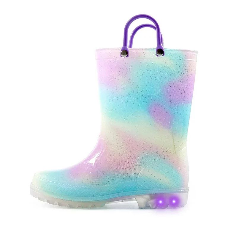 K KomForme Kids Glitter Light up Rain Boot Size 5-3 (Toddler Girl & Little Girl) | Walmart (US)