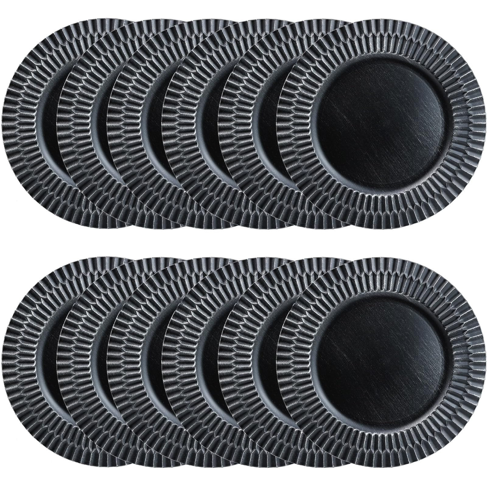 Black Charger Plates Set of 12, 13" Plastic Reusable Chargers for Dinner Plates, Thanksgiving, Ch... | Amazon (US)