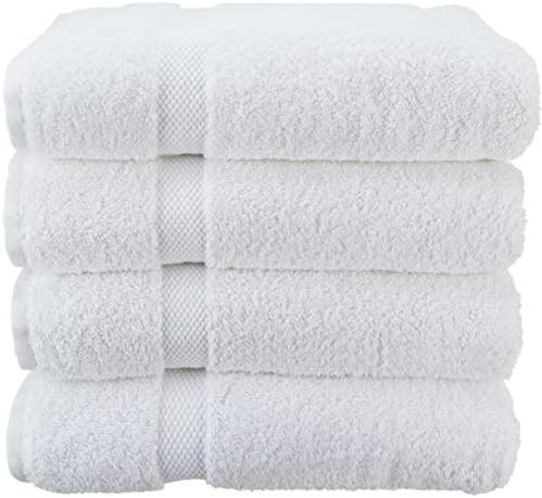 Wealuxe Cotton Bath Towels - Soft and Absorbent Hotel Towel - 27x52 Inch - 4 Pack - White | Amazon (US)