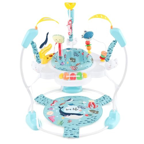 BABY JOY Baby Jumpers and Bouncers, Infant Activity Center with Music Lights Sounds, 360° Rotating Seat and 3 Adjustable Heights, Baby Play and Learning Center for 6-12 Months | Amazon (US)