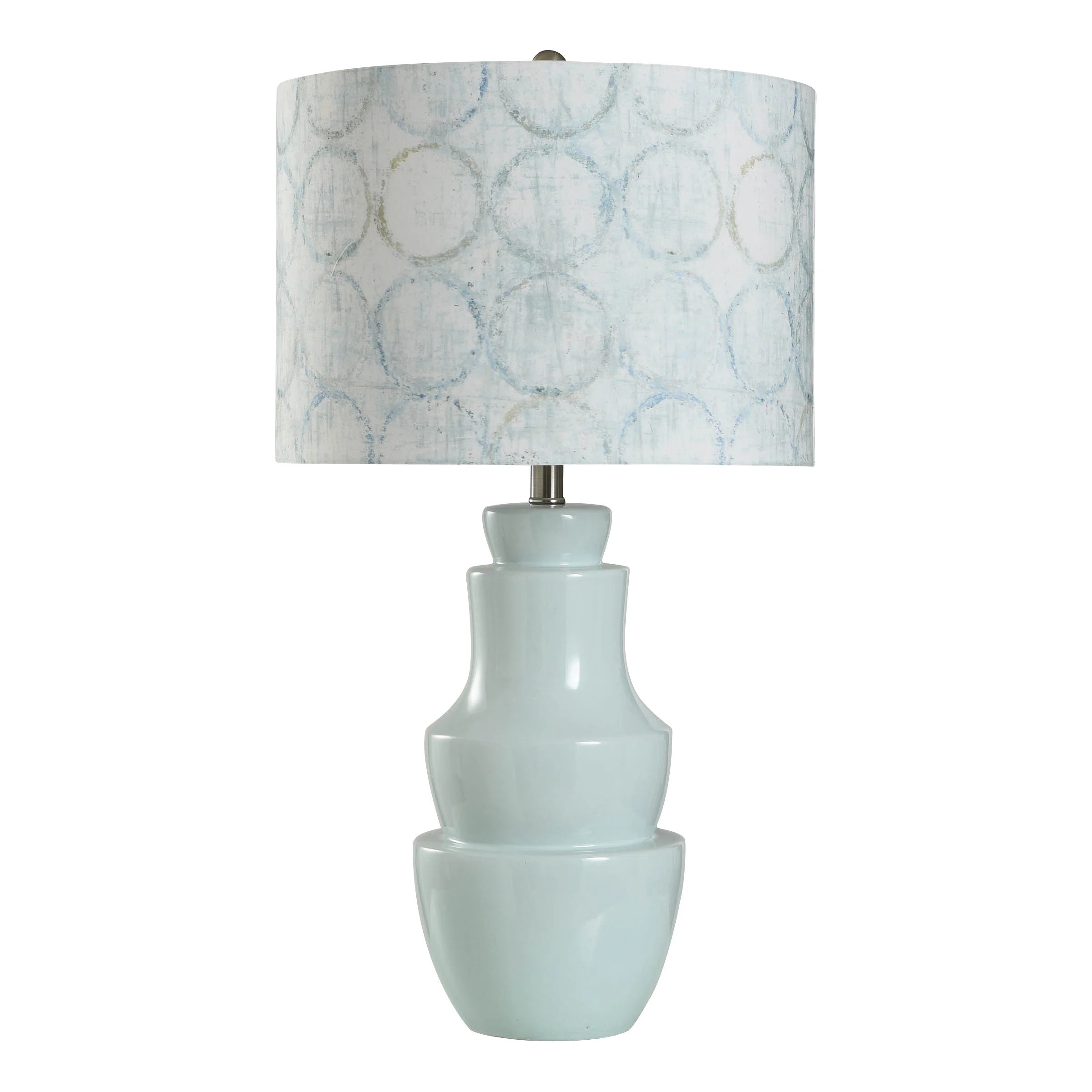 Norman Wyatt Home - Dynasty - Ceramic Table Lamp - Fain Whisper Blue - Pattern Shade | Wayfair North America