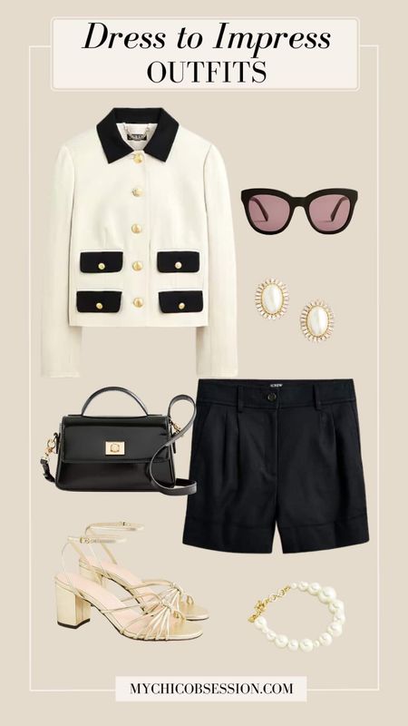 Tailored looks are an effortless way to look chic. Style a lady jacket with tailored black shorts, statement earrings, black sunglasses, a sleek black crossbody purse and heels.

#LTKSeasonal #LTKStyleTip