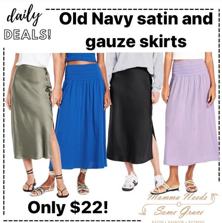 Old Navy satin and crinkle gauze skirts on sale for $22! 

#LTKFindsUnder100 #LTKSaleAlert #LTKSeasonal