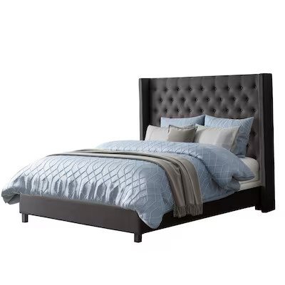 CorLiving Fairfield Dark Grey Queen Transitional Upholstered Bed | Lowe's