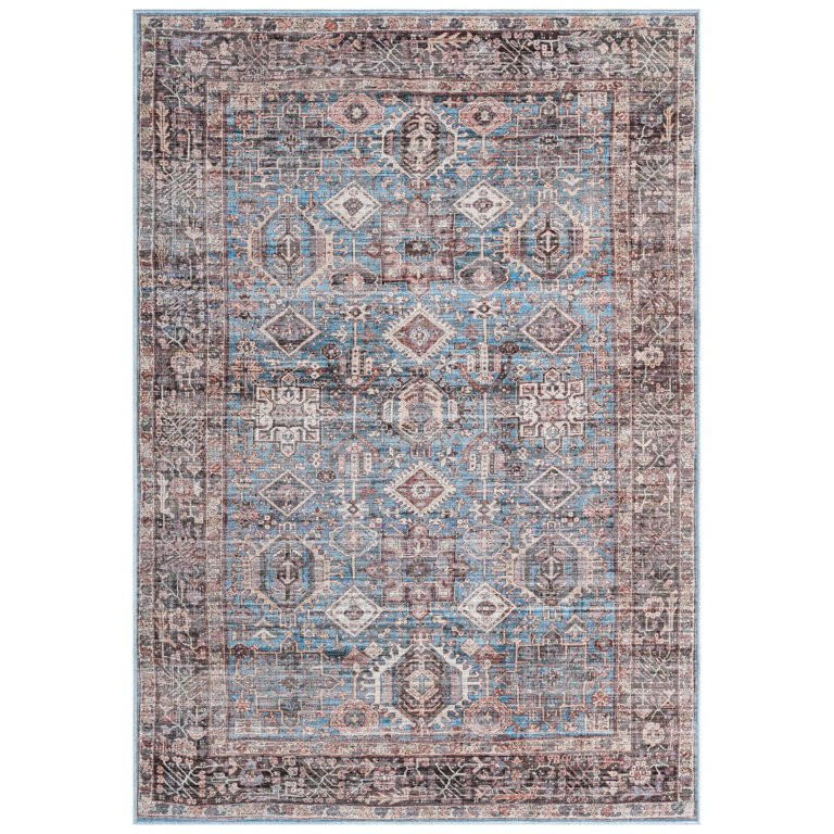 Everwash Callaghan Eve Southwestern Geometric Machine Washable Area Rug 6'6"x9'2", Blue | Walmart (US)