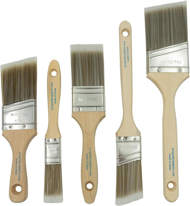 Pro Grade Paint Brushes, 5-Piece Paint Brush Set: Flat & Angle Brushes for Latex and Oil Paints, ... | Amazon (US)