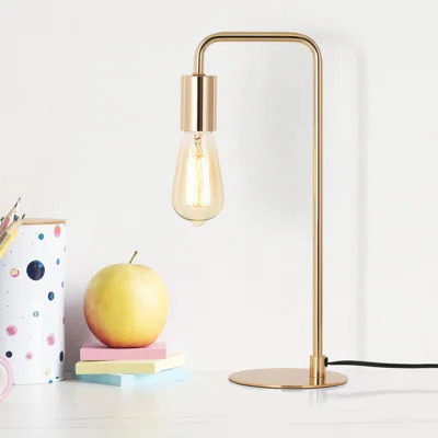 15.9"H Bedside Nightstand Lamp With Round Base Gold | Wayfair North America