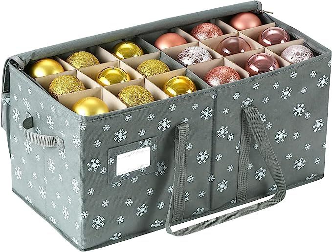 Phedrew Christmas Ornament Storage Box with Dual Zippered Closure, Hold 54 Christmas Balls Holida... | Amazon (US)