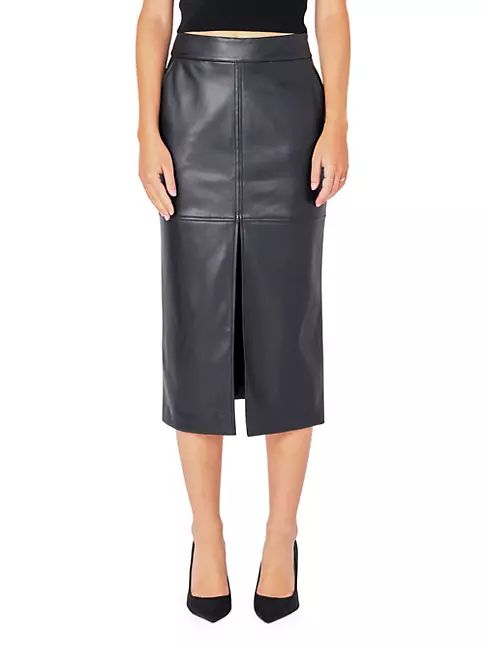 Leather Front Slit Midi Skirt | Saks Fifth Avenue