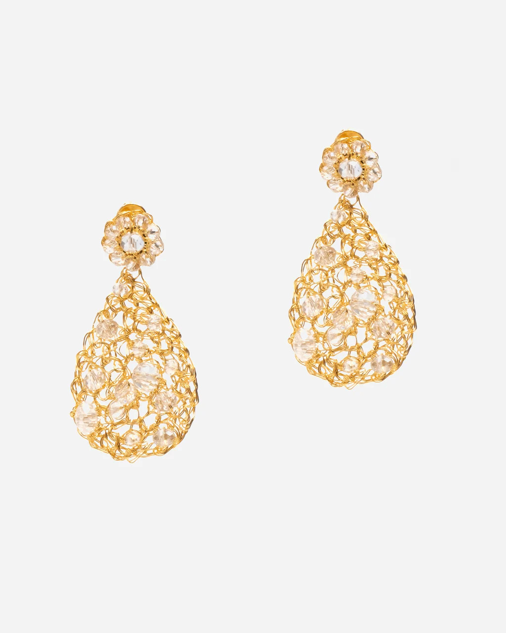 Crochet Teardrop Earring Gold | Frances Valentine