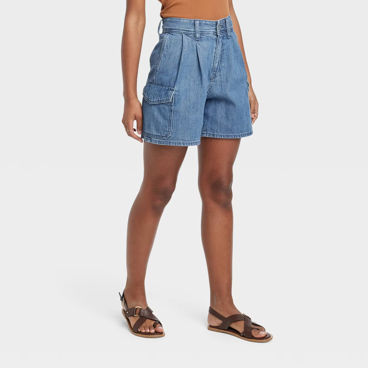 Women's High-Rise Denim Cargo Shorts - Universal Thread™ Medium Wash | Target