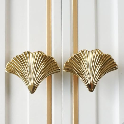 Brass Leaf Pattern Cabinet Knobs for Wardrobe Cupboard Closets Cupboard Boxes Drawer Handles Furn... | Amazon (US)