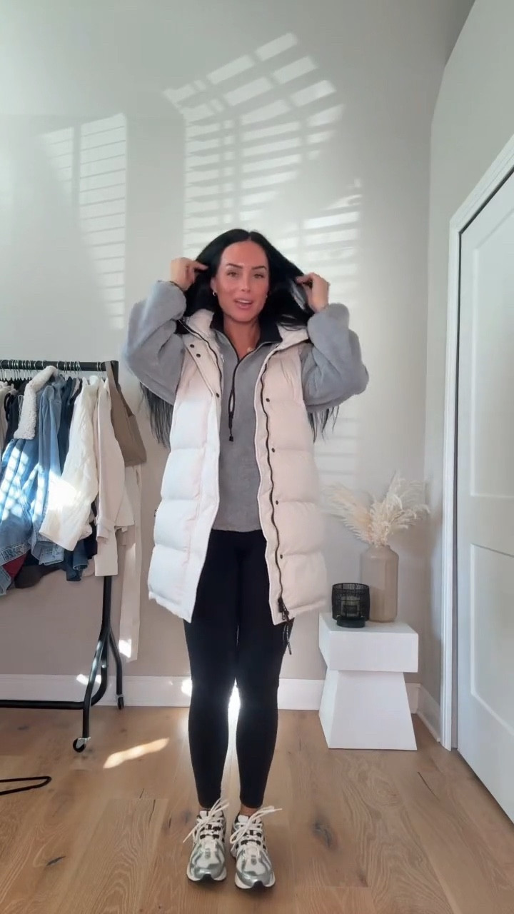 Walk OOTD 🖤 I will have it 🔗 on my LTK in the outfit inspo section! 

My sizing 5’7, 145lbs, 32dd
I’m wearing a size small vest & fleece, size 4 leggings 

@Aritzia #walkoutfit #causaloutfit #coldweatheroutfits #superpuffvest #aritziaoutfits 

#LTKSaleAlert #LTKootd #LTKActive
