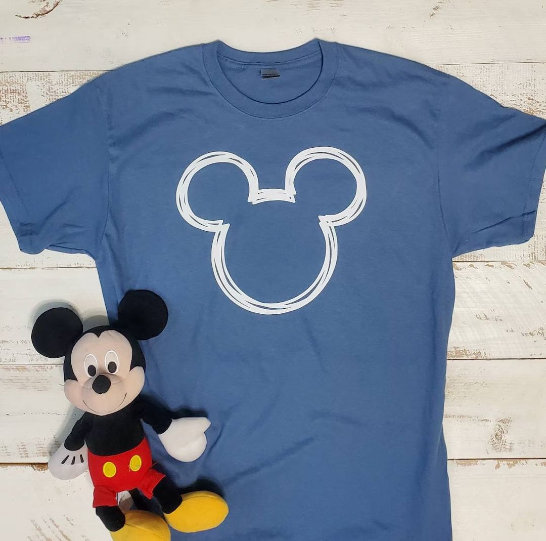 MICKEY HEAD OUTLINE Shirt Mickey Shirt for Boy's Shirt - Etsy | Etsy (US)