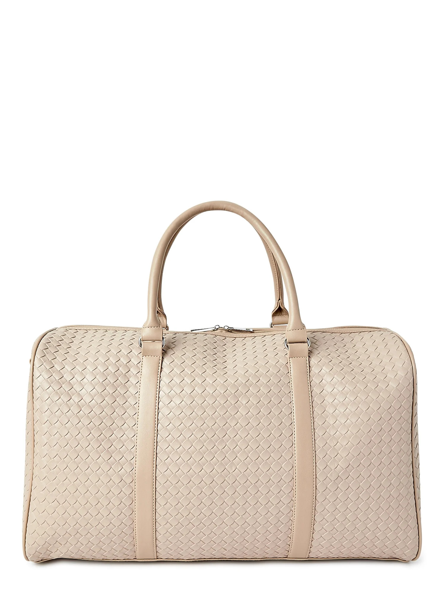 Jane & Berry Women's Adult Woven Faux Leather Duffle Bag with Shoulder Strap, Beige | Walmart (US)