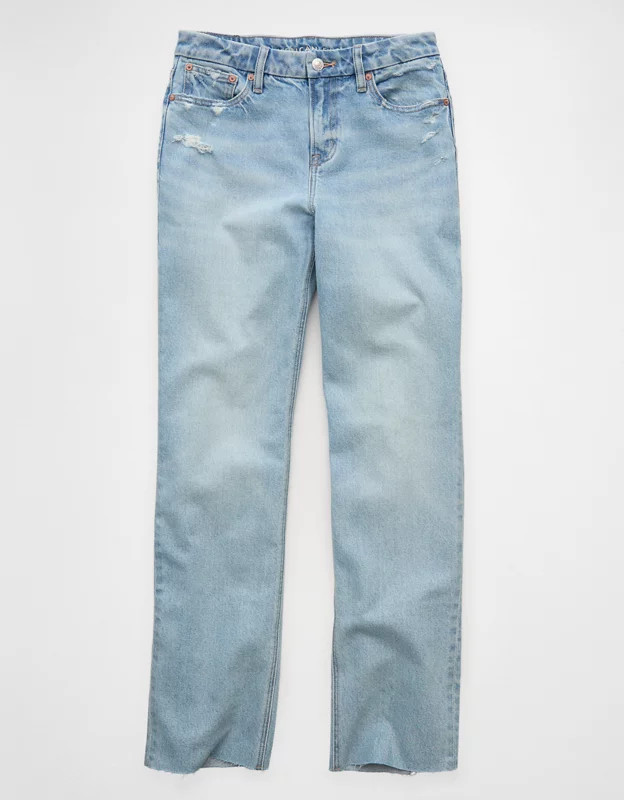 AE High-Waisted Curvy Straight Jean | American Eagle Outfitters (US & CA)