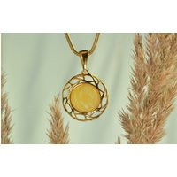 Elegant Baltic Amber Pendant, Tiny Small Genuine Amber, Gold-Plated Sterling Silver, Gilded Silver | Etsy (US)