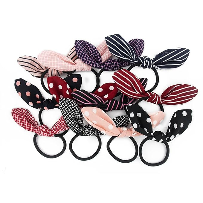 Carede 12 Pcs Wired Rabbit ear Bow Hair Bands Scrunchies Flower Chiffon Bow Hair Elastic Hair Tie... | Amazon (US)