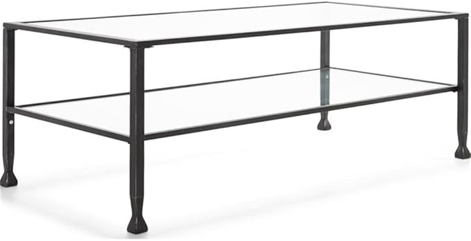 Pemberly Row Modern/Contemporary Maddox Glass and Metal Coffee Table Black | Amazon (US)