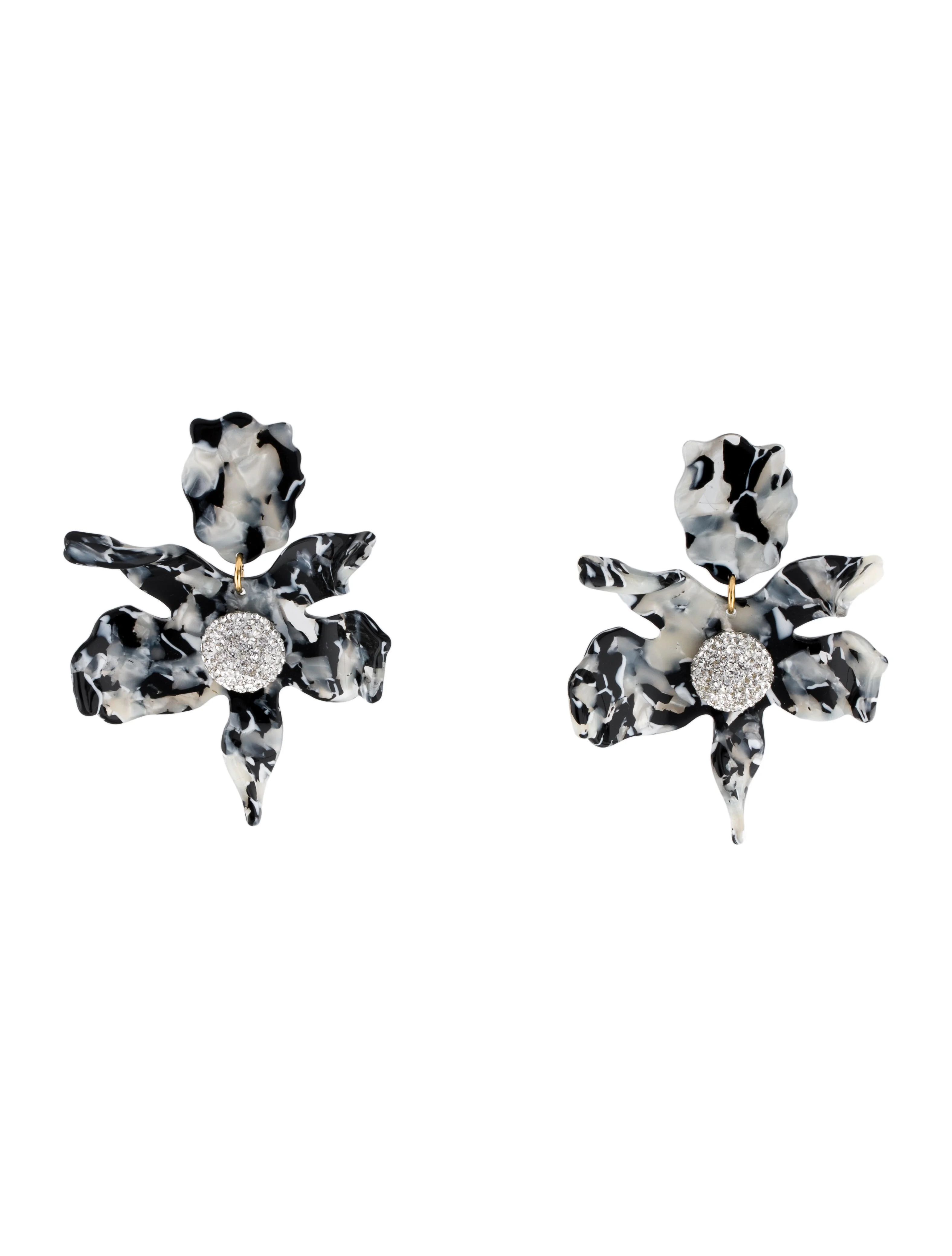 Acetate & Crystal Lily Drop Earrings | The RealReal