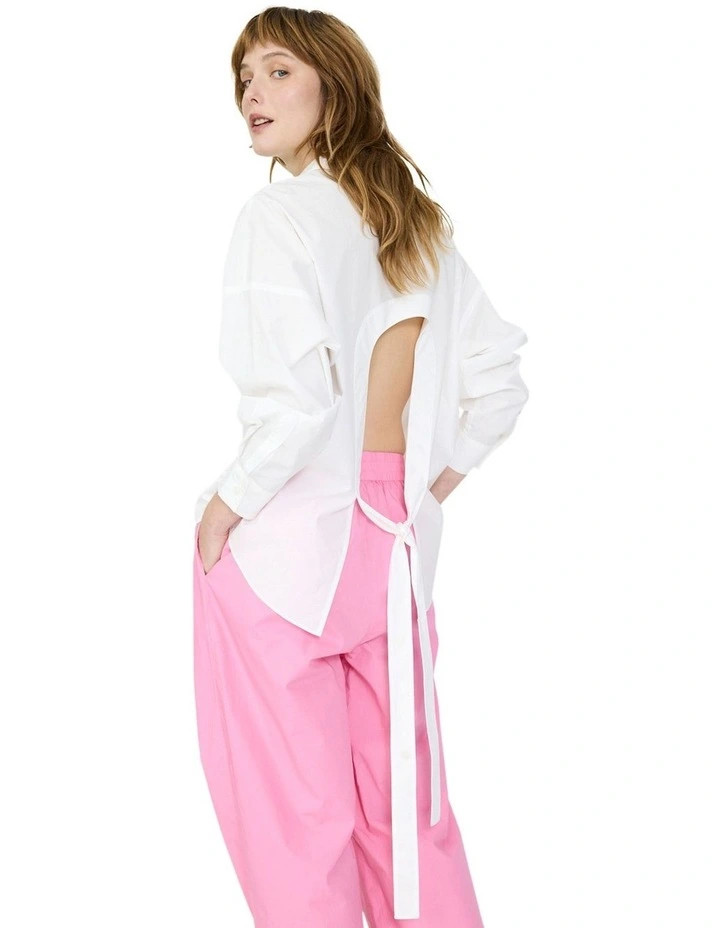 LMNDChiara Long Sleeve Backless Shirt in White | Myer