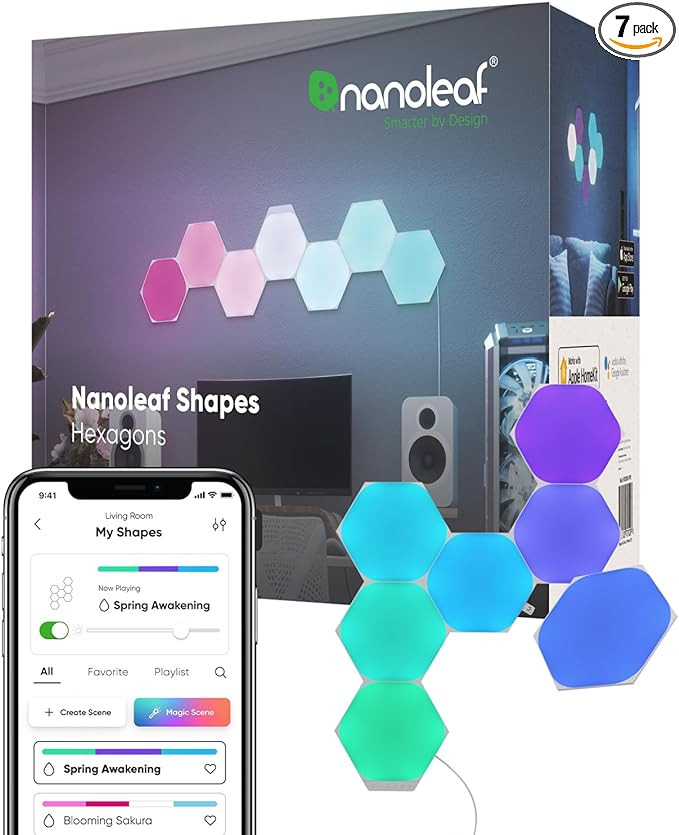Nanoleaf Shapes LED Wall Lights, RGBW Smart Wall Panels with 16M+ Color, Compatible with Alexa & ... | Amazon (US)