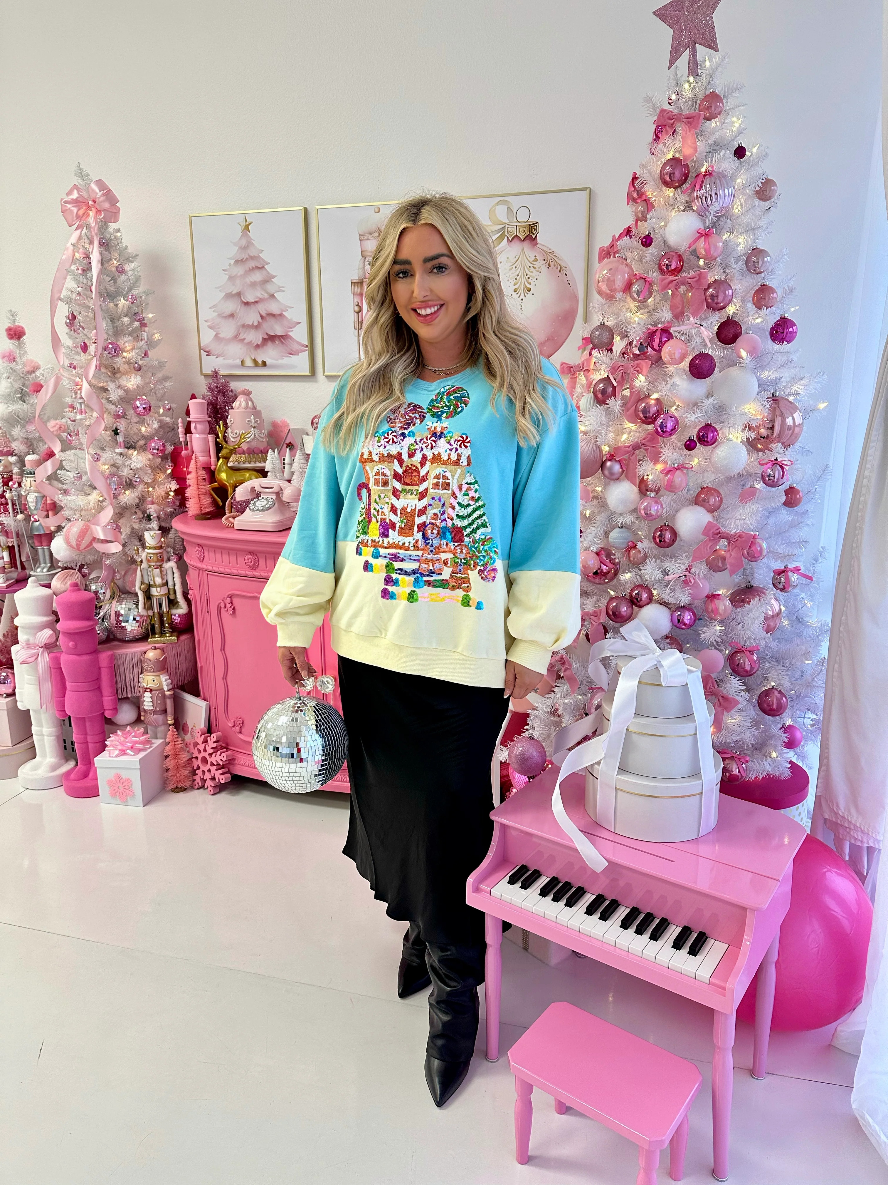 Gingerbread House Sweatshirt Small | Extremely Refined Boutique