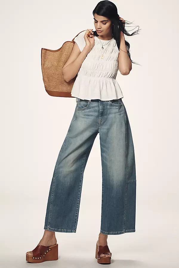 Pilcro Heritage Curve Mid-Rise Barrel Jeans | Anthropologie (US)