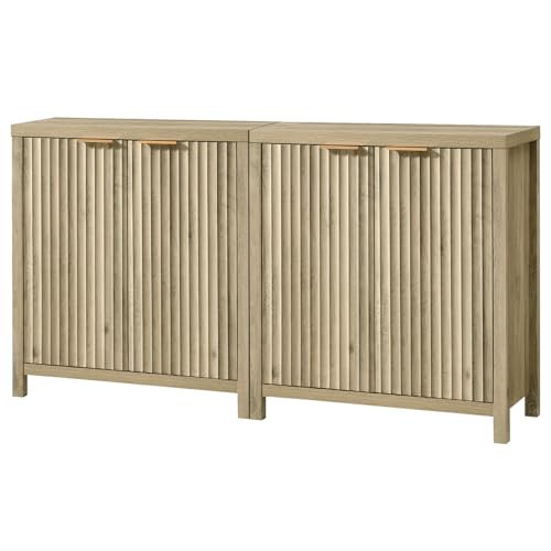 Oxford Storage Cabinet Fluted Sideboard Buffet Cabinet with Adjustable Shelves, Multifunctional C... | Amazon (US)