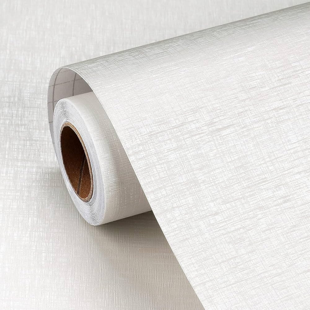 FunStick 15.8"x472" Pearl White Wallpaper Peel and Stick Grasscloth Wallpaper Textured Grasscloth... | Amazon (US)