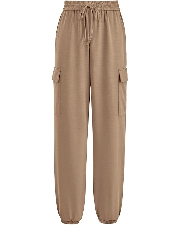 PRETTYGARDEN Womens Summer Cargo Sweatpants Casual Elastic High Waisted Lounge Jogger Pants With ... | Amazon (US)