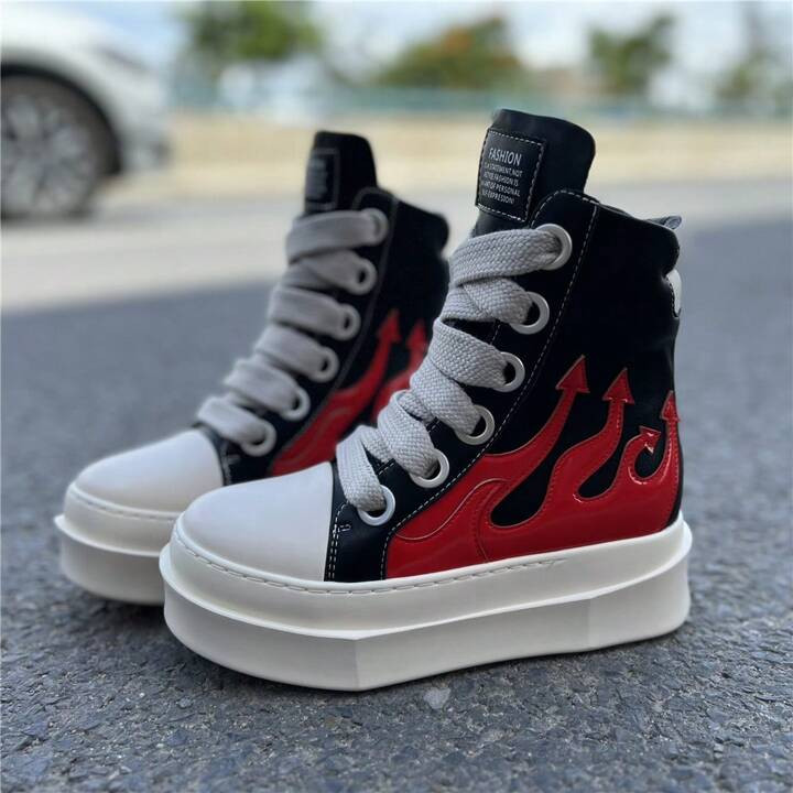 Fashionable Extra Thick Sole Leather Casual Sports Shoes | SHEIN
