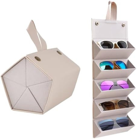 Kenpal Sunglasses Storage Organizer Holder Foldable Travel Case with 5 Slot Compartments for Mult... | Amazon (US)