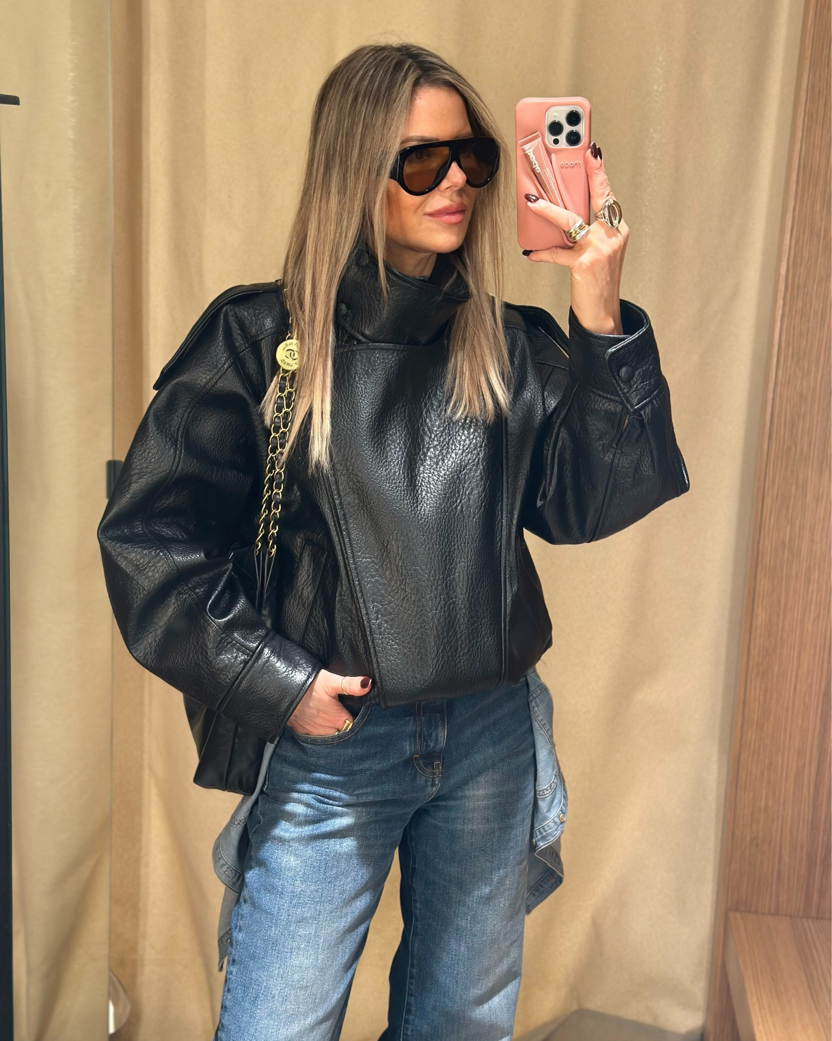 Jacket is the viral Zara Leather jacket 🖤 Here are some similar #leatherjacket #funnelneck #blackjacket 

#LTKwinter #LTKjeans #LTKuk