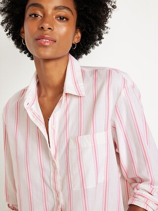 Cropped Button-Down Striped Shirt | Old Navy (US)