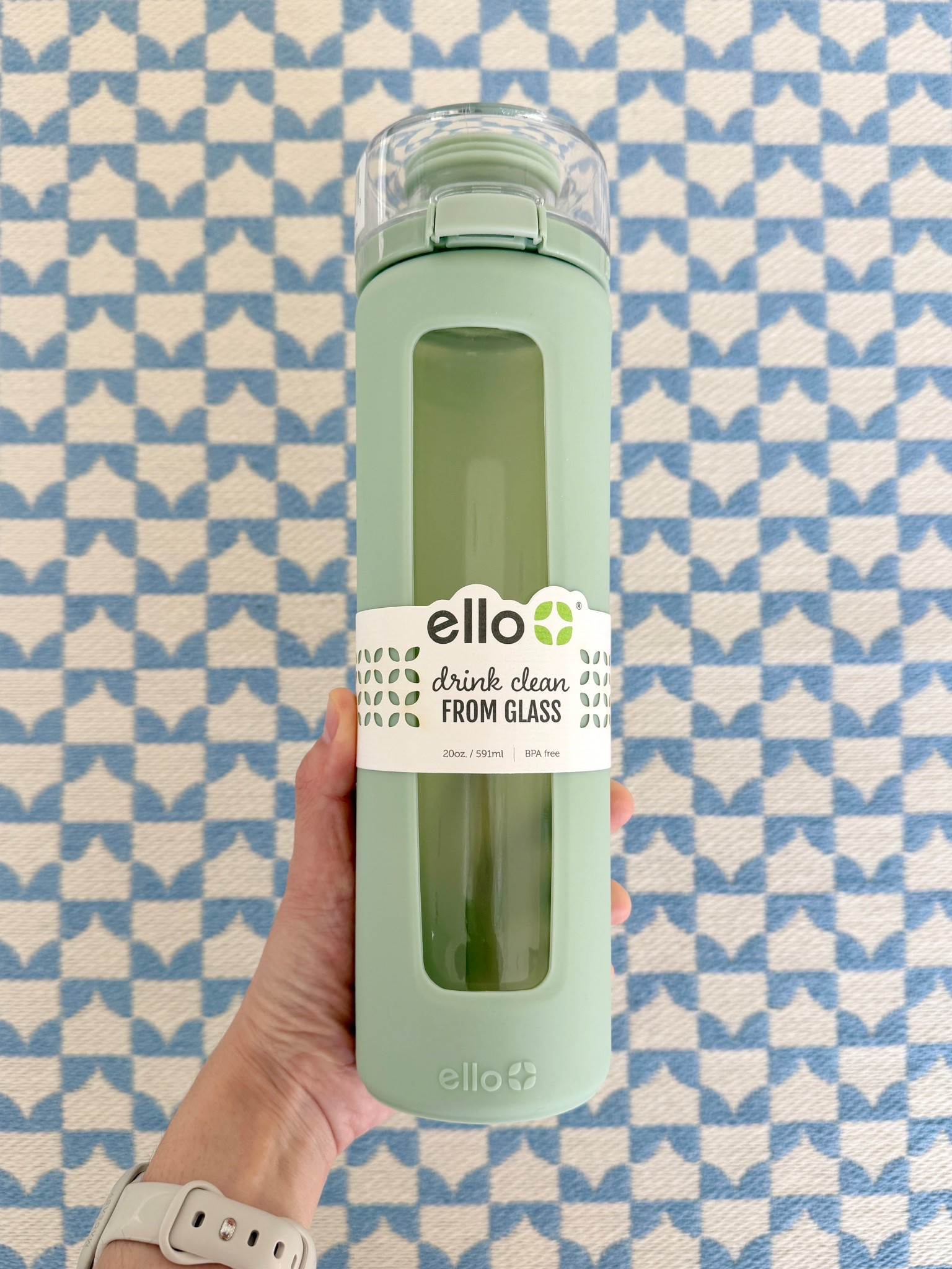 Sale alert! 💚 Just picked up this Ello Glass Water Bottle in sage and I love it! The soft green color is such a fun, fresh pop for spring! 🌸 It has a sleek glass design with a silicone sleeve, plus a one-touch leak-proof lid that makes it super easy to use on the go. Cute, practical, and perfect for everyday hydration. 💦 Linked it here! ✨#WaterBottle #GlassWaterBottle #GymEssentials 

#LTKActive #LTKHome #LTKSaleAlert