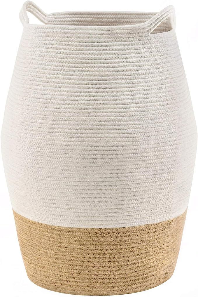 YOUDENOVA Large Woven Rope Laundry Basket, 100L Tall Dirty Clothes Hamper with Handles Storage Bl... | Amazon (US)