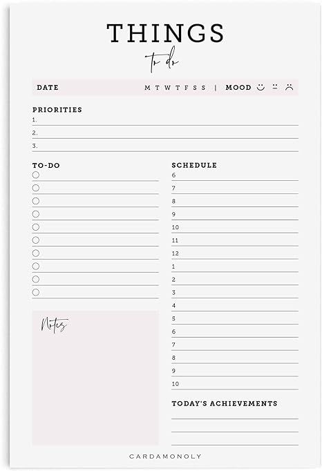 Daily Planner to Do List - 6 x 9 - to Do List Note Pad - 50 Sheets Undated - Productivity Planner... | Amazon (US)