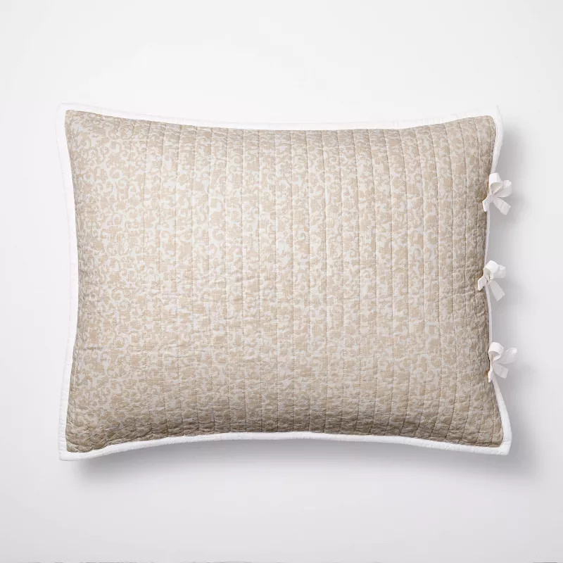 Decorative Border Cotton Slub Quilt Sham Neutral Floral - Threshold™ designed with Studio McGee | Target