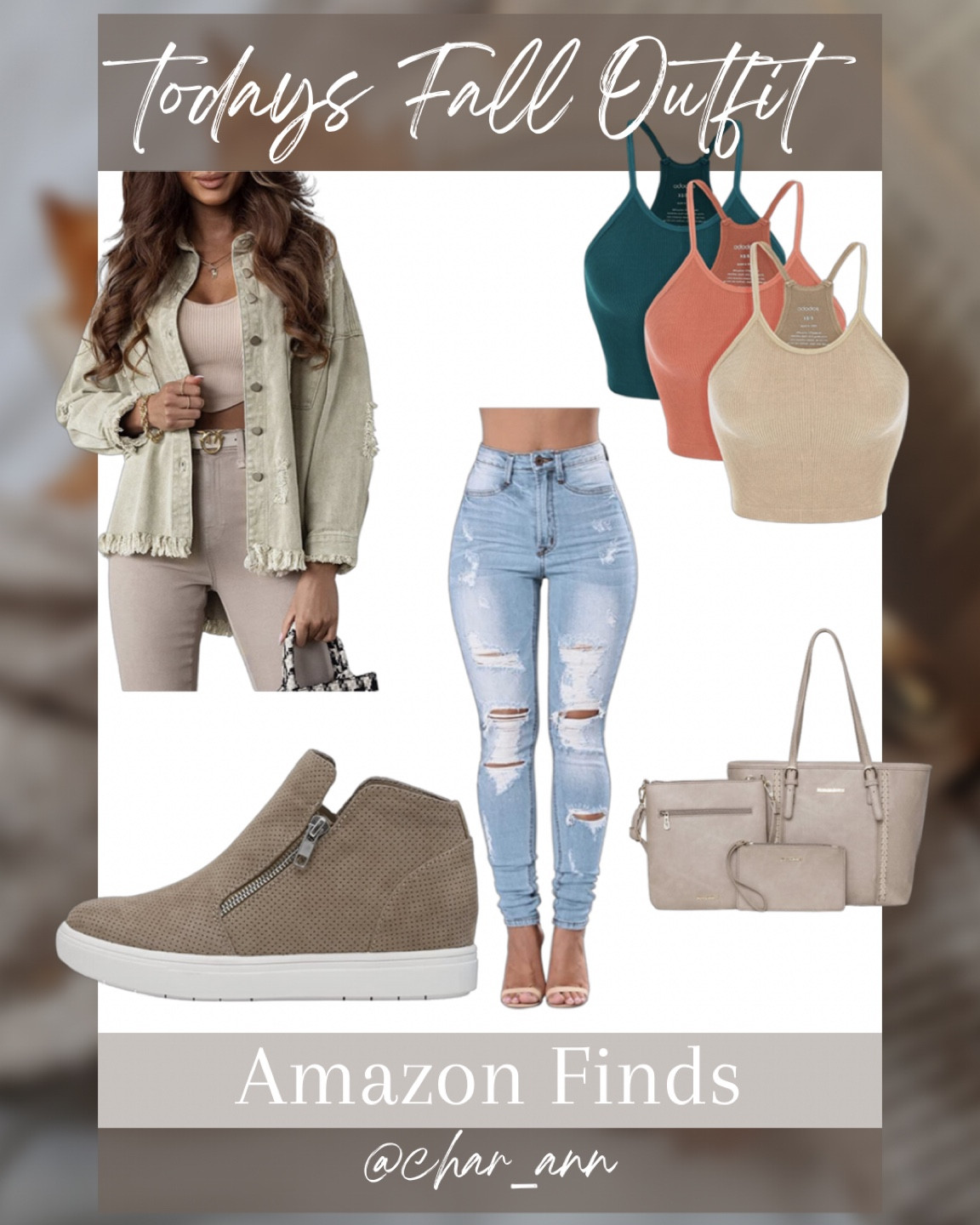 I love this distressed Denim jacket in the light sage green color but they have 26 different colors to chose from! Pair it with a cute crop top these hidden wedge sneakers distressed high waisted jeans and one of these cute clutches or purse!

#LTKunder50 #LTKstyletip #LTKSeasonal