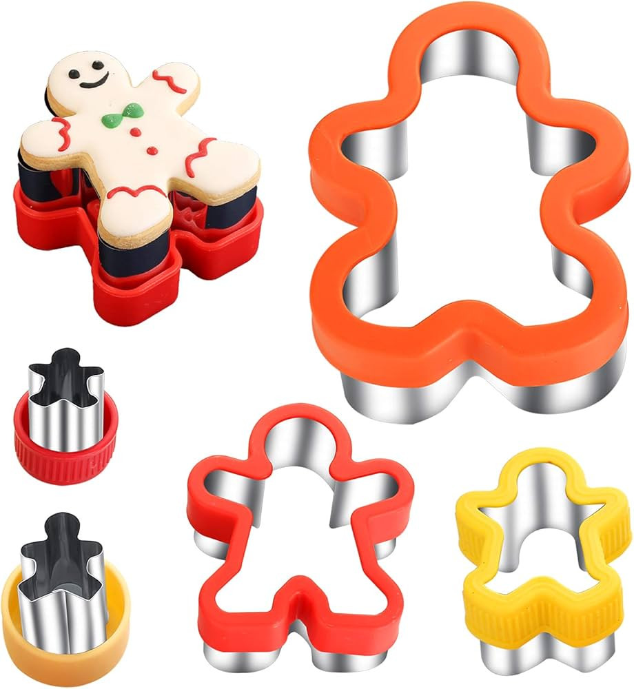 Gingerbread Cookie Cutters 5 Pieces 5 Sizes 1" to 4.9" Gingerbread Man Cookie Cutter | Amazon (US)