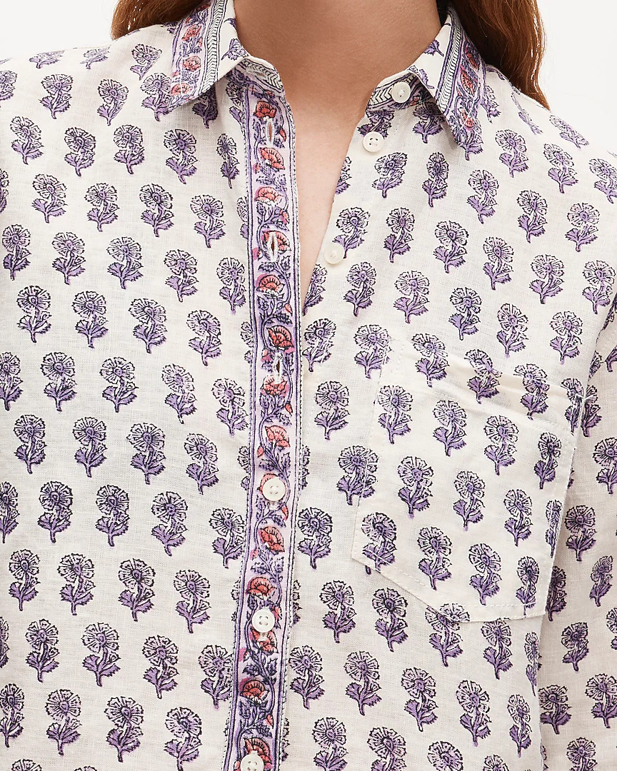Garçon classic shirt in lilac block print linen | J. Crew US