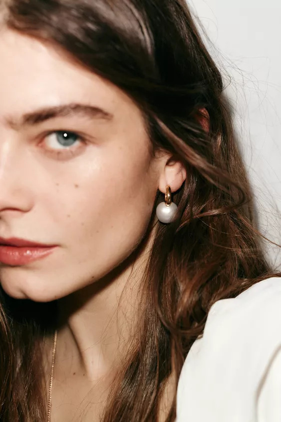 FAUX PEARL HOOP EARRINGS | Zara UK