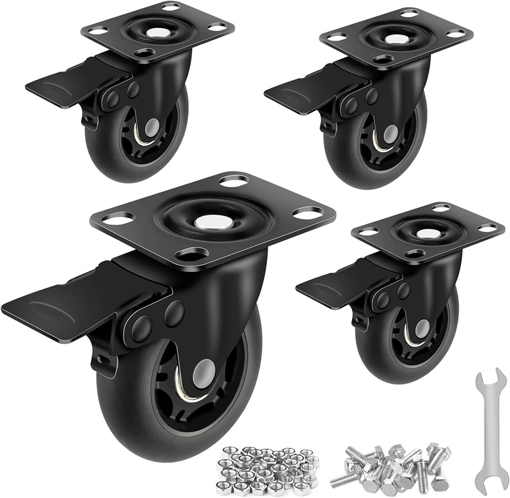 Apllamo 3" Casters Set of 4 ，4 Heavy Duty Quiet Casters, Max Load 2000LBS. Suitable to do Soft ... | Amazon (US)