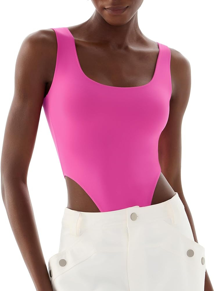 PUMIEY Women's Square Neck High-Cut Bodysuit Sexy Tops Sharp Collection | Amazon (US)