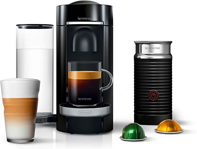 Nespresso VertuoPlus Deluxe Coffee and Espresso Machine by De'Longhi with Milk Frother, Piano Bla... | Amazon (US)