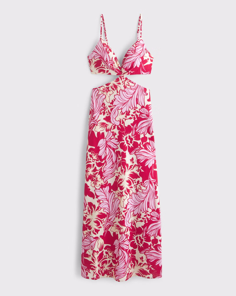 Abercrombie & Fitch Women's The A&F Julia Slip Cutout Maxi Dress in Red Floral - Size XXS | Abercrombie & Fitch (US)