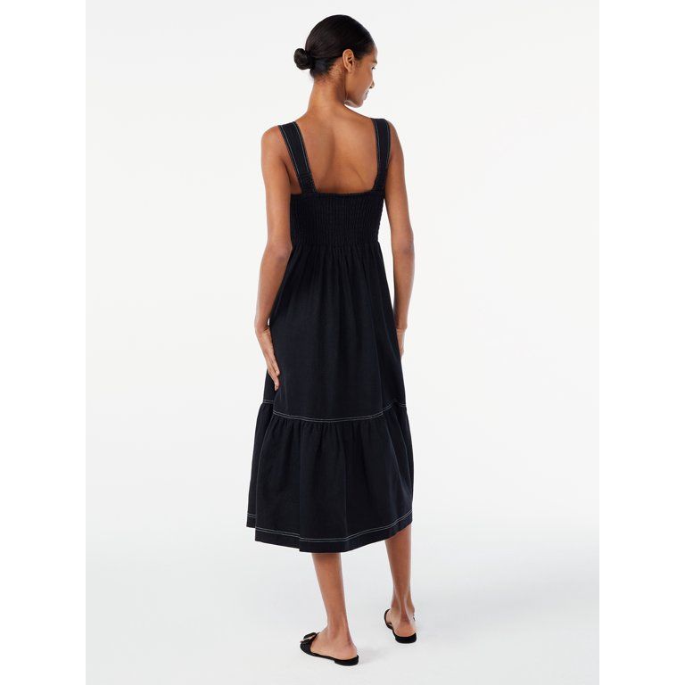 Scoop Women's Linen Blend Maxi Dress - Walmart.com | Walmart (US)