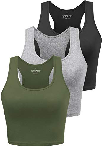 Porvike Sports Crop Tank Tops for Women Cropped Workout Tops Racerback Running Yoga Tanks Cotton ... | Amazon (US)