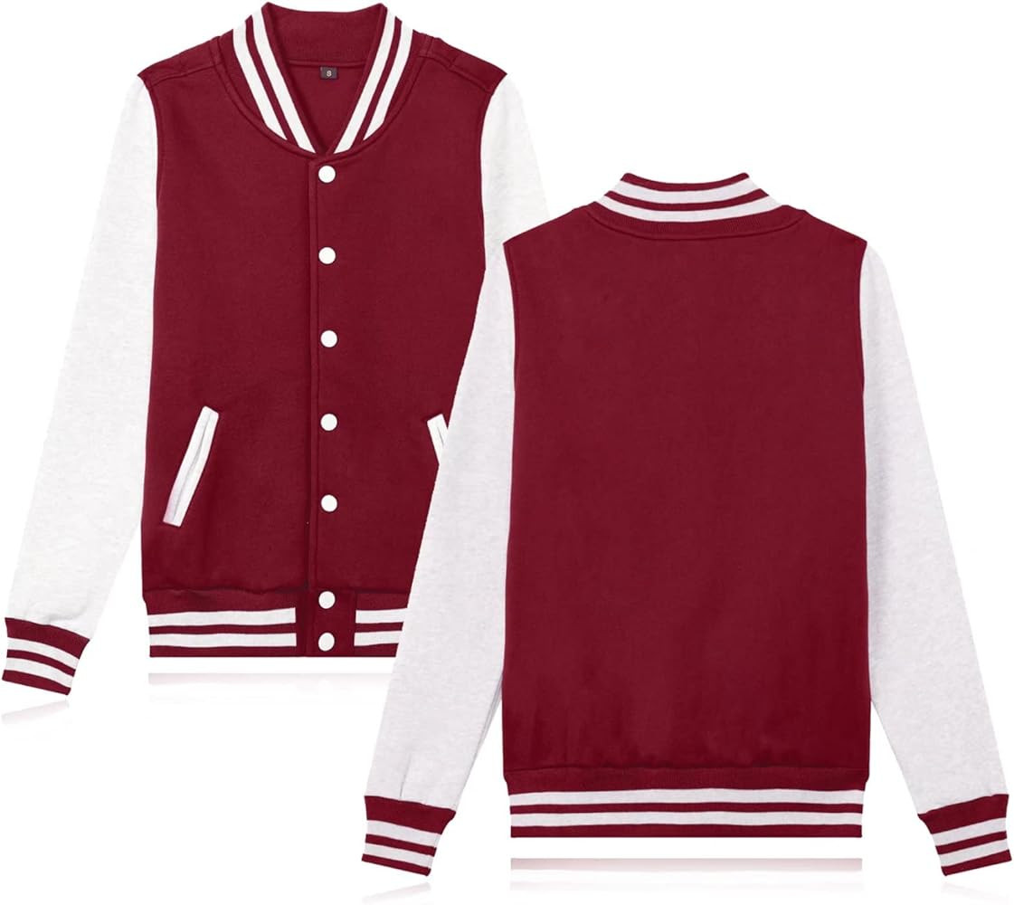 babyhealthy Women's Men's Varsity Baseball Jacket Casual Letterman Bomber Jacket Windbreaker Ligh... | Amazon (US)